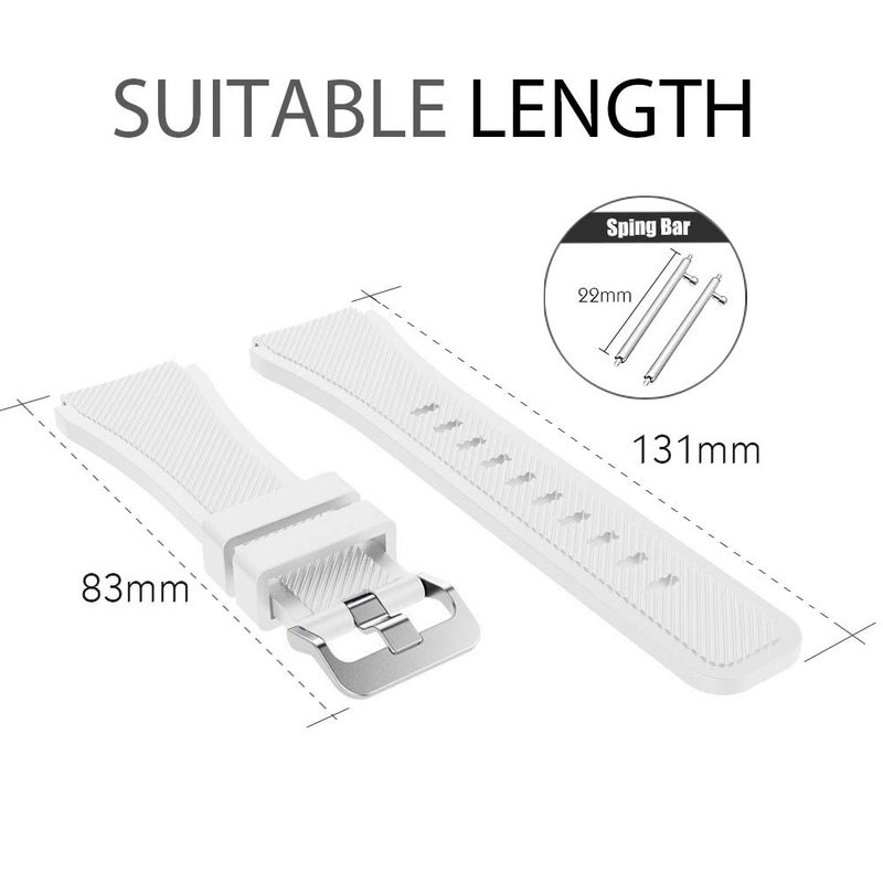 FanTEK Band for Galaxy Watch 3 45mm / Galaxy Watch 46mm / Gear S3 Watch, 22mm Silicone Sport Quick Release Replacement Strap for Moto 360 2nd Gen 46mm/ Pebble Time Steel Smart Watch, White - Image 4